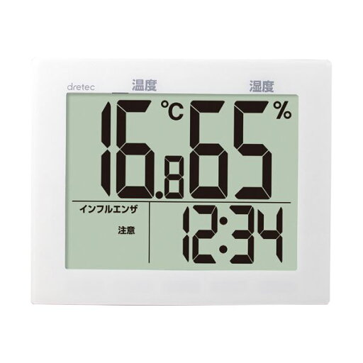 ドリテック 大画面温湿度計 グロースホワイト O-503WT 1個 ドリテック 大画面温湿度計 グロースホワイト O-503WT 1個