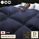 羽毛布団 掛け布団 ダブル ネイビー ダウン90% 350dp パワーアップ加工 抗菌 防臭 防ダニ 日本製 国産 寝具【代引不可】(3)