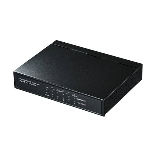 サンワサプライ ギガビットスイッチングハブ 5ポート・PoE受電給電両対応 LAN-GIH5PSEPD 1台 サンワサプライ ギガビットスイッチングハブ 5ポート・PoE受電給電両対応 LAN-GIH5PSEPD 1台