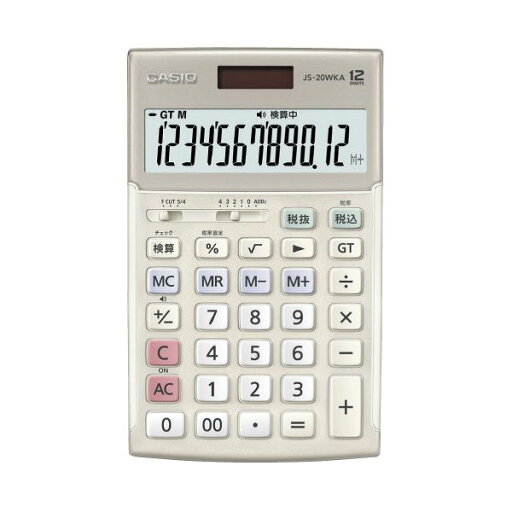 カシオ計算機 実務電卓検算 ジャスト12桁 ゴールド JS-20WKA-GD-N カシオ計算機 実務電卓検算 ジャスト12桁 ゴールド JS-20WKA-GD-N