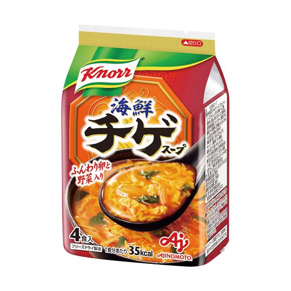 ■商品内容【ご注意事項】この商品は下記内容×10セットでお届けします。●簡単おいしい、本格海鮮チゲスープです。4食入り。■商品スペック味：海鮮チゲ内容量：9.4gカロリー：35kcal賞味期限：商品の発送時点で、賞味期限まで残り150日以上の商品をお届けします。備考：※内容量は1食あたり【商品のリニューアルについて】メーカー都合により、予告なくパッケージデザインおよび仕様が変わる場合がございます。予めご了承ください。【お支払い方法について】本商品は、代引きでのお支払い不可となります。予めご了承くださいますようお願いします。■送料・配送についての注意事項●本商品の出荷目安は【1 - 5営業日　※土日・祝除く】となります。●お取り寄せ商品のため、稀にご注文入れ違い等により欠品・遅延となる場合がございます。●本商品は仕入元より配送となるため、沖縄・離島への配送はできません。[ 408481 ]