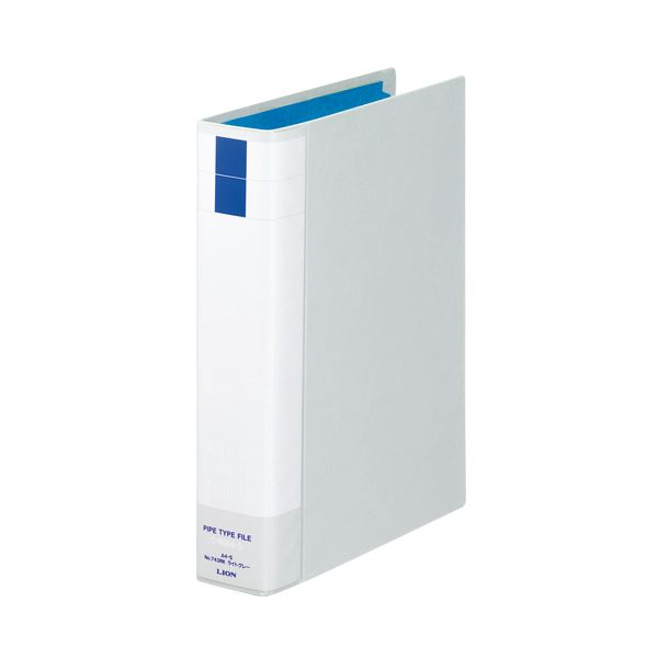(まとめ) ライオン事務器 パイプ式ファイル(環境)両開き A4タテ 400枚収容 40mmとじ 背幅61mm ライトグレー No.743RK 1冊 【×10セット】【日時指定不可】