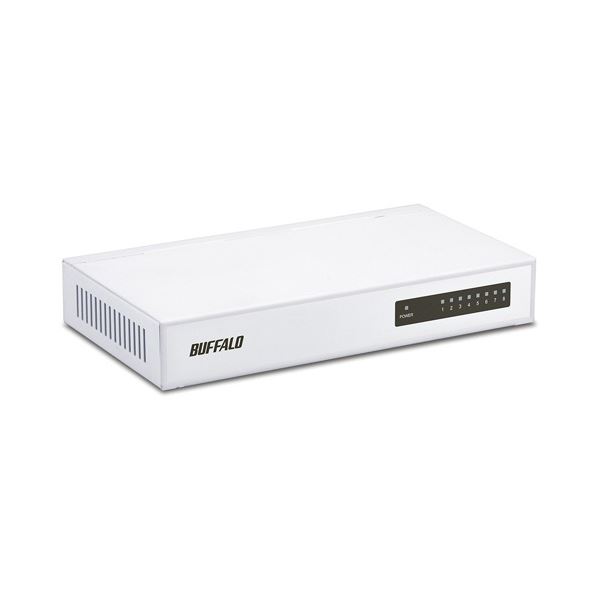 (まとめ)バッファロー 10/100M対応スイッチングハブ 金属筐体 電源内蔵 8ポート ホワイト LSW4-TX-8NS/WH 1セット(3台)【×3セット】