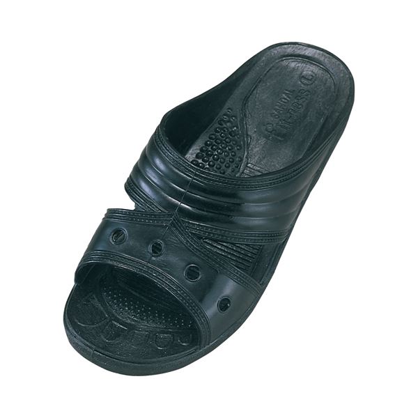 (まとめ) オーミケンシ 業務用フィッティングサンダル L ブラック 1足 【×10セット】