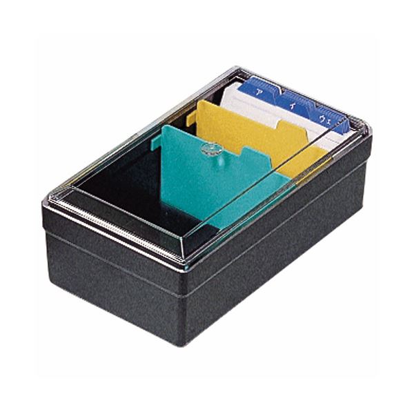 (まとめ) ライオン事務器 名刺整理箱W102×D180×H70mm 500枚収容 黒 No.51 1個 【×10セット】