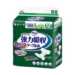 (まとめ) 白十字 サルバ 安心Wフィット 強力吸収 テープ止め L 1パック(10枚) 【×3セット】