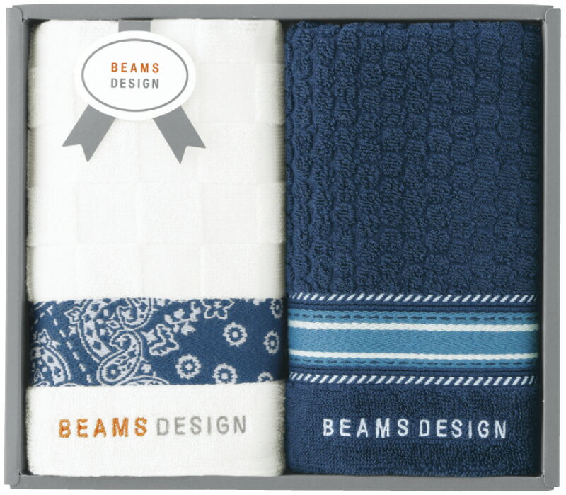 BEAMS DESIGN チェッカーバンダナ フェイスタオル2P ネイビーブルー 51-3139200NB ギフト 贈り物 プレゼント お中元 お歳暮 お祝い