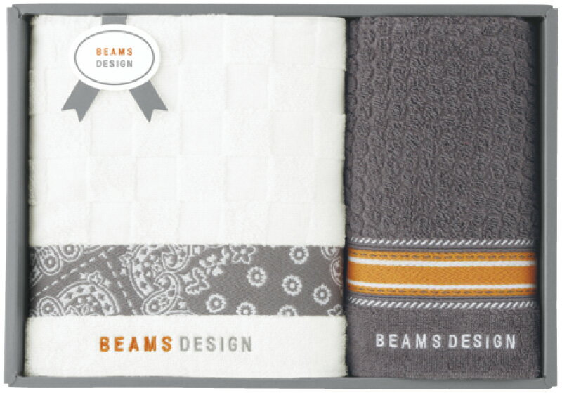 BEAMS DESIGN チェッカーバンダナ バスタオル&フェイスタオル グレー 51-3139400GY ギフト 贈り物 プレゼント お中元 お歳暮 お祝い