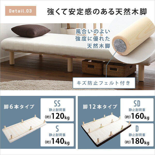 脚付きマットレスベッド ウレタンロールマットレス ダブルサイズ ブラウン 組立品【代引不可】【日時指定不可】