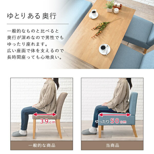 ダイニングチェア 1P 約幅51cm 1人掛け ブルー 木製 脚付き ダイニングソファー 食卓椅子 組立品 リビング【代引不可】 [2]