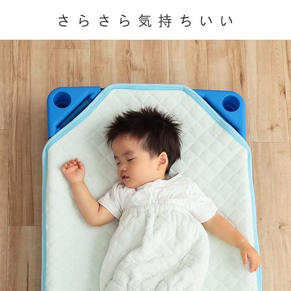 敷きパッド お昼寝 コット専用 約58×101cm ブルー コット本体別売 綿100% 洗える 寝具 保育園 キッズ ジュニア【代引不可】【日時指定不可】