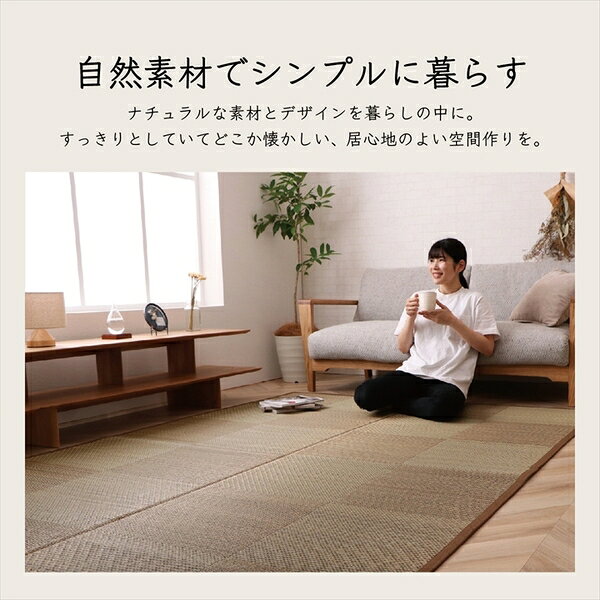 い草 カーペット ござ 江戸間4.5畳 約261×261cm ブラック 防炎 抗菌 防臭 裏貼りタイプ 日本製 国産 市松柄 ラグ マット 敷き物 い草マット イ草マット 【代引不可】 [3]