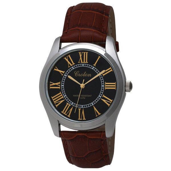 CROTON クロトン 日常生活防水 合金ケース 牛革バンド クリスタルガラス メンズサイズ 腕時計 RT-166M-F