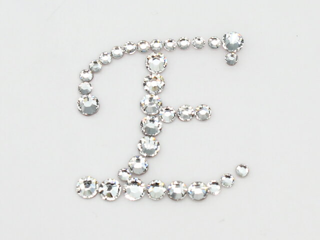 アルファベット [E] 大文字 筆記体デコシート(Hotfix) #2038 クリスタル/イニシャル/スワロフスキー/スワロ/ラインストーン