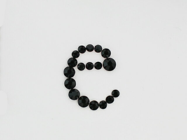 アルファベット [e] 小文字 ブロック体デコシート(Hotfix) #2038 ジェット/イニシャル/スワロフスキー/スワロ/ラインストーン