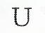 アルファベット [U 小サイズ] 大文字 ブロック体デコシート(Hotfix) #2038 ジェット/イニシャル/スワロフスキー/スワロ/ラインストーン