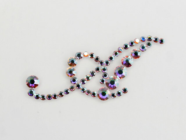 アルファベット [A] 大文字 スペシャル筆記体デコシート(Hotfix) クリスタルオーロラ/イニシャル/スワ..