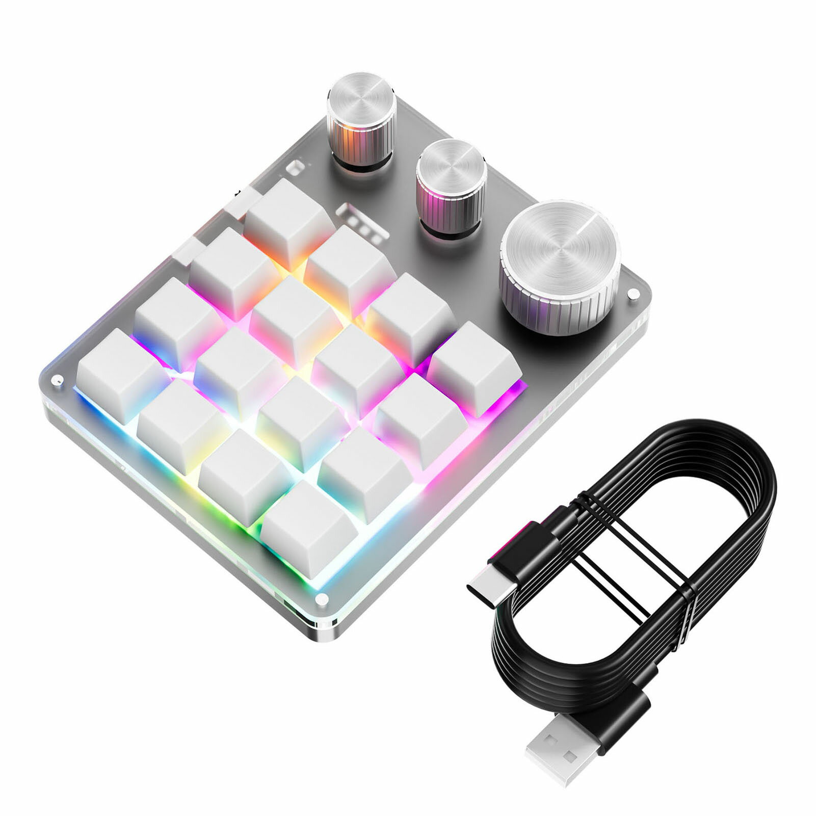 マクロキーボード 16キー 3ノブ 有線 Bluetooth メカニカル ゲーミング カスタマイズ プログラマブル ..