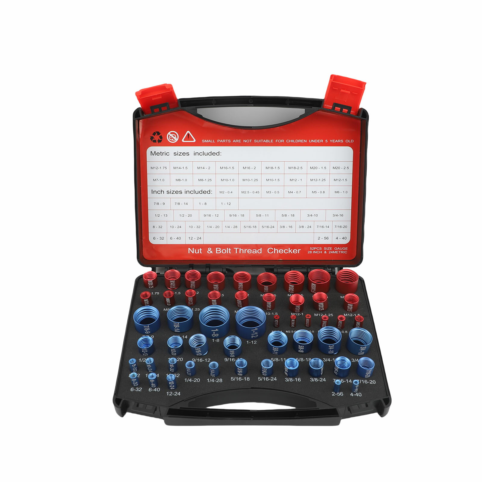 ねじゲージ 28サイズ メートル並目 メートル細目 取り外し可能 識別リング ネジ検査 ナット検査 DIY 工..