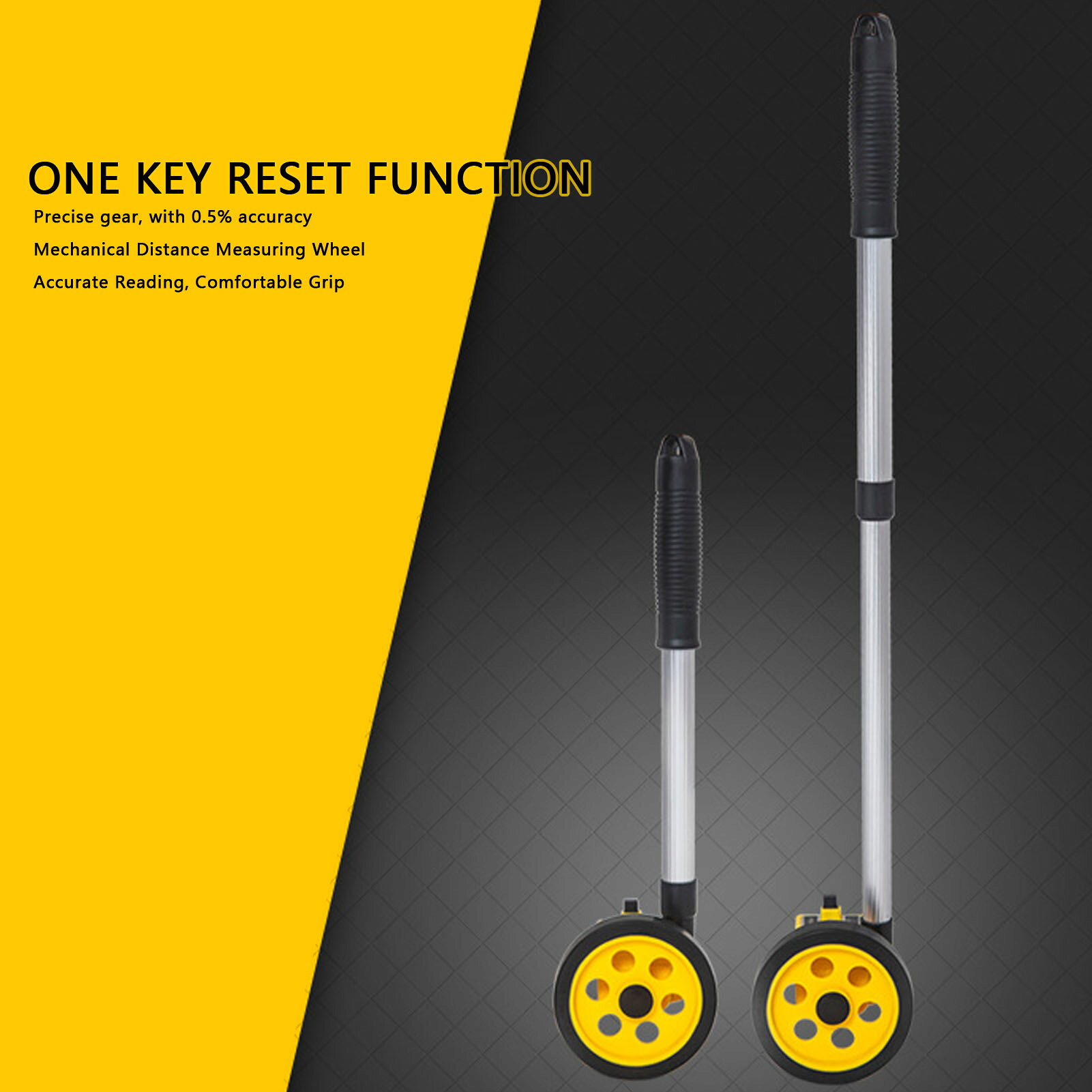 測量ホイール 8インチ 距離計 0-9999.9m 伸縮ポール ワンキーリセット 建設 工事 現場 測量 DIY 屋外 ..