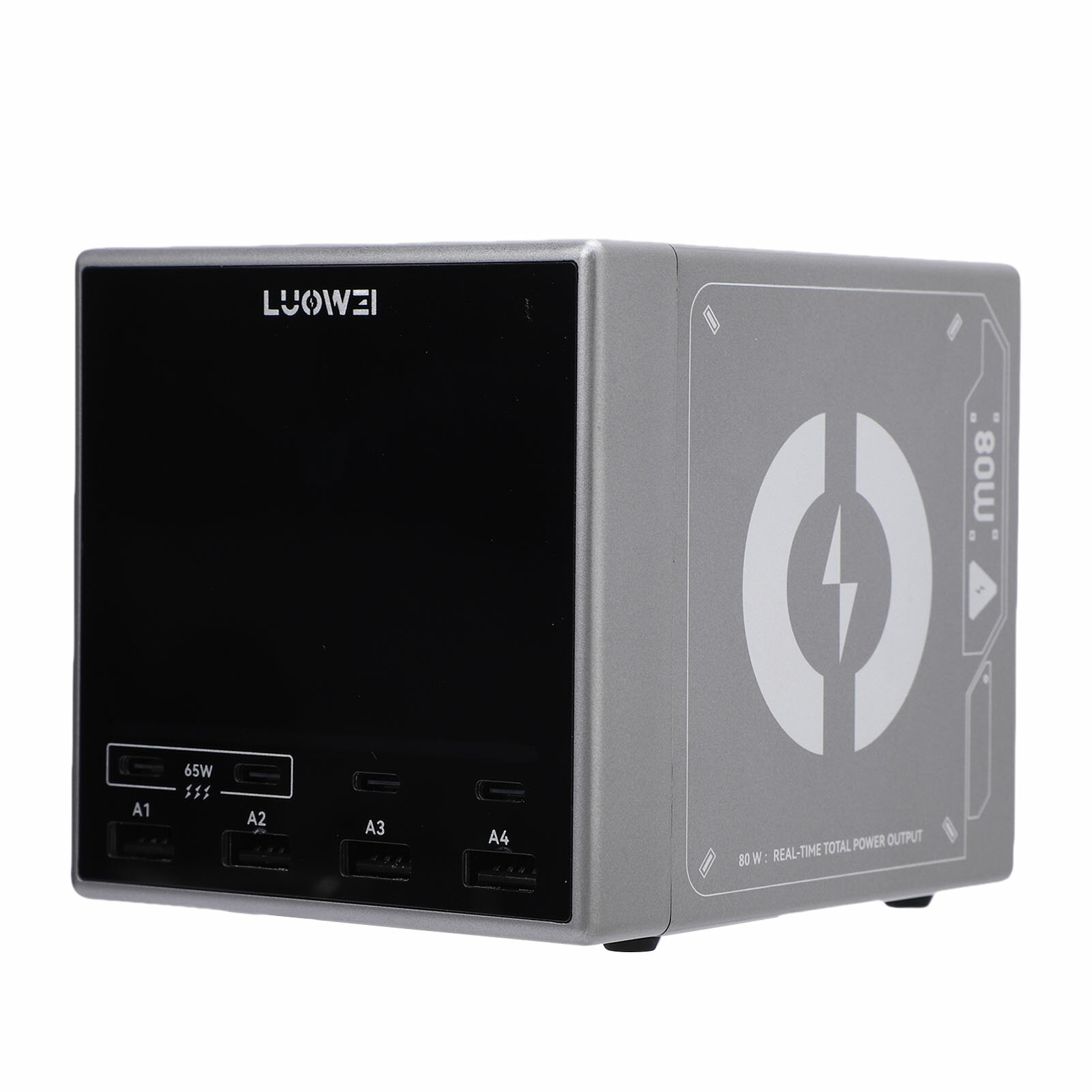 USB 急速充電器 80W PD3.1対応 4ポート デジタル表示 ノートPC スマホ タブレット 同時充電 過熱防止 コンパクト 卓上 旅行 オフィス 在宅勤務 ギフト プレゼント 省スペース 充電器 充電スタンド 多デバイス 高効率