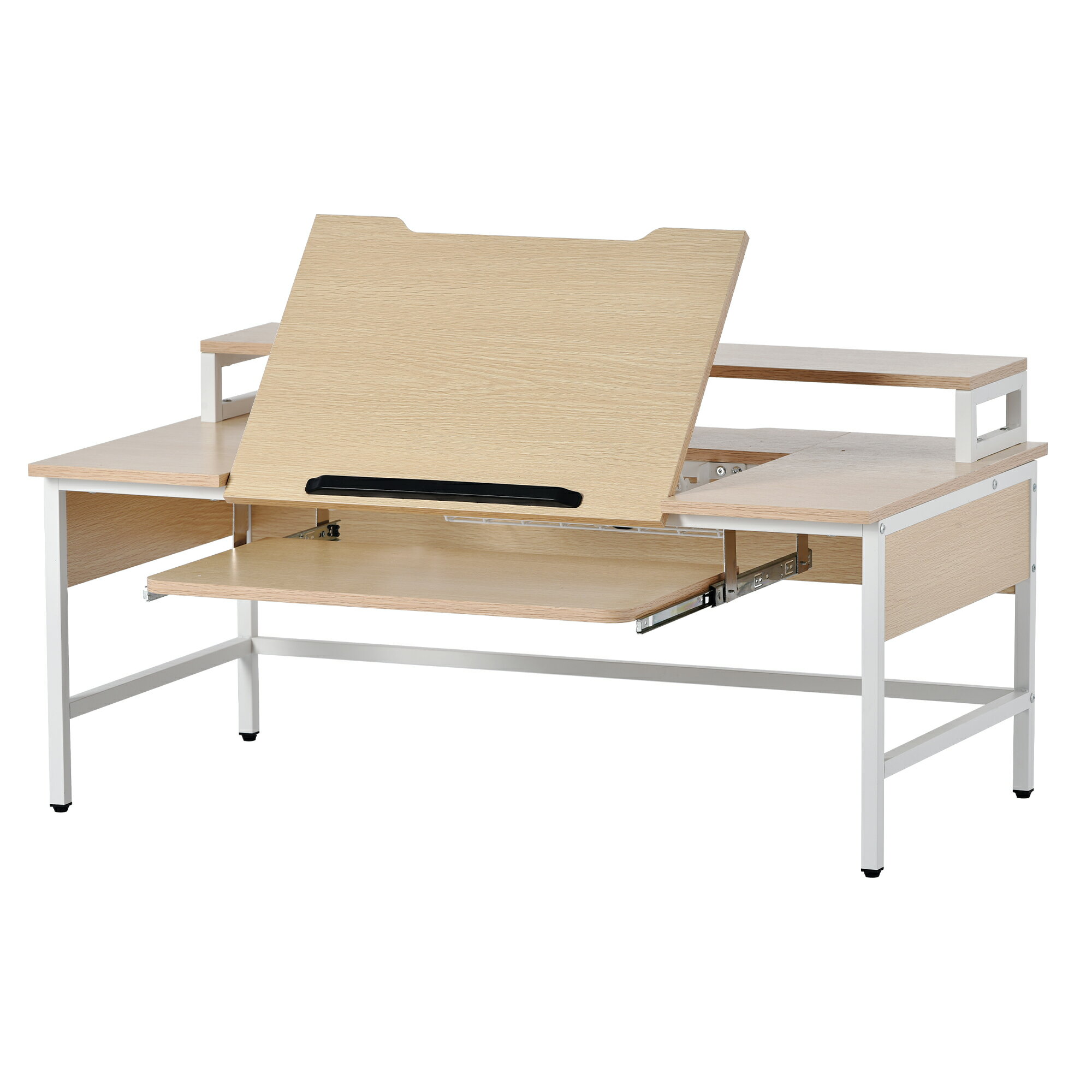 パソコンデスク 高さ調節 木製 学習机 オフィスデスク デュアルモニター 在宅ワーク テレワーク 集中作..