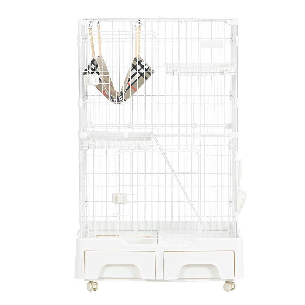 ★10%クーポン配布中★国内出荷！キャットケージ 2段 猫トイレ付き キャスター付き ハンモック付き 猫ゲ..