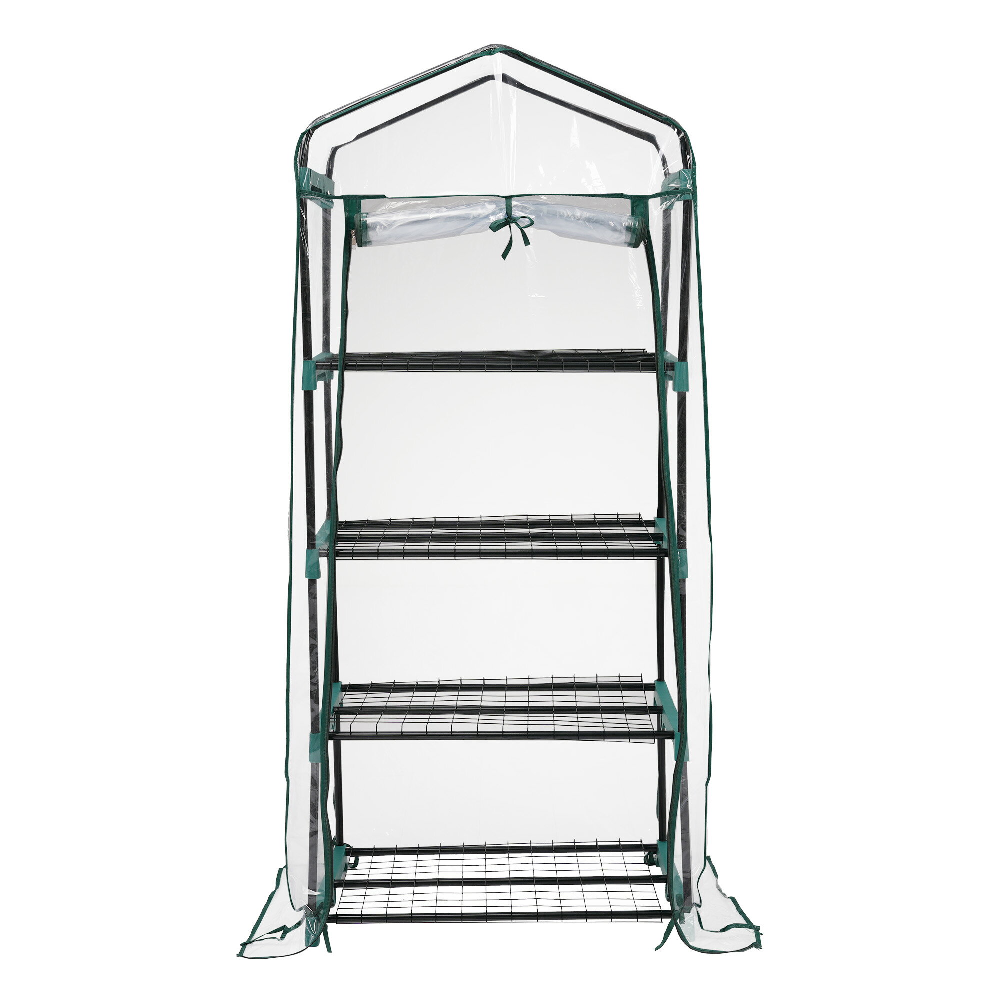 ★10%クーポン配布中★国内出荷！ビニール温室 家庭菜園 ベランダ 小型 コンパクト 4段 ラック付き 組立..