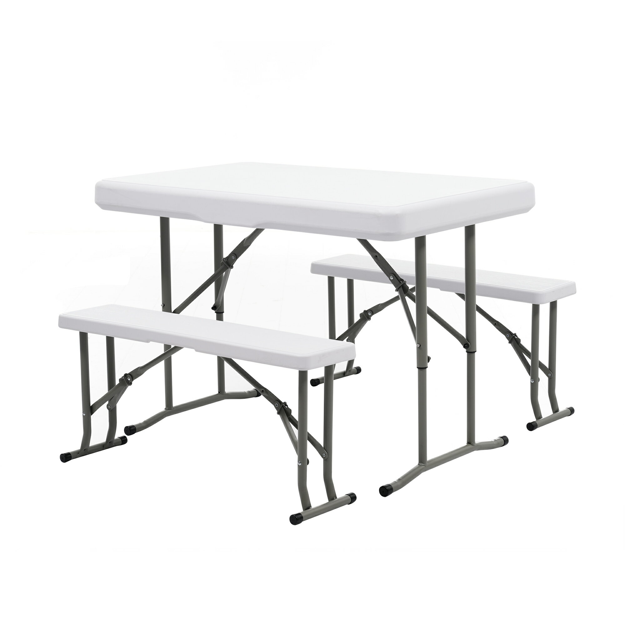 ワークテーブル ガーデンテーブル 3点セット 幅105cm 折りたたみ アウトドア 屋外 ベランダ バルコニー 省スペース コンパクト ガーデンファニチャー 便利 人気 おしゃれ 多機能 軽量 収納 簡単組立 キャンプ バーベキュー 家庭用