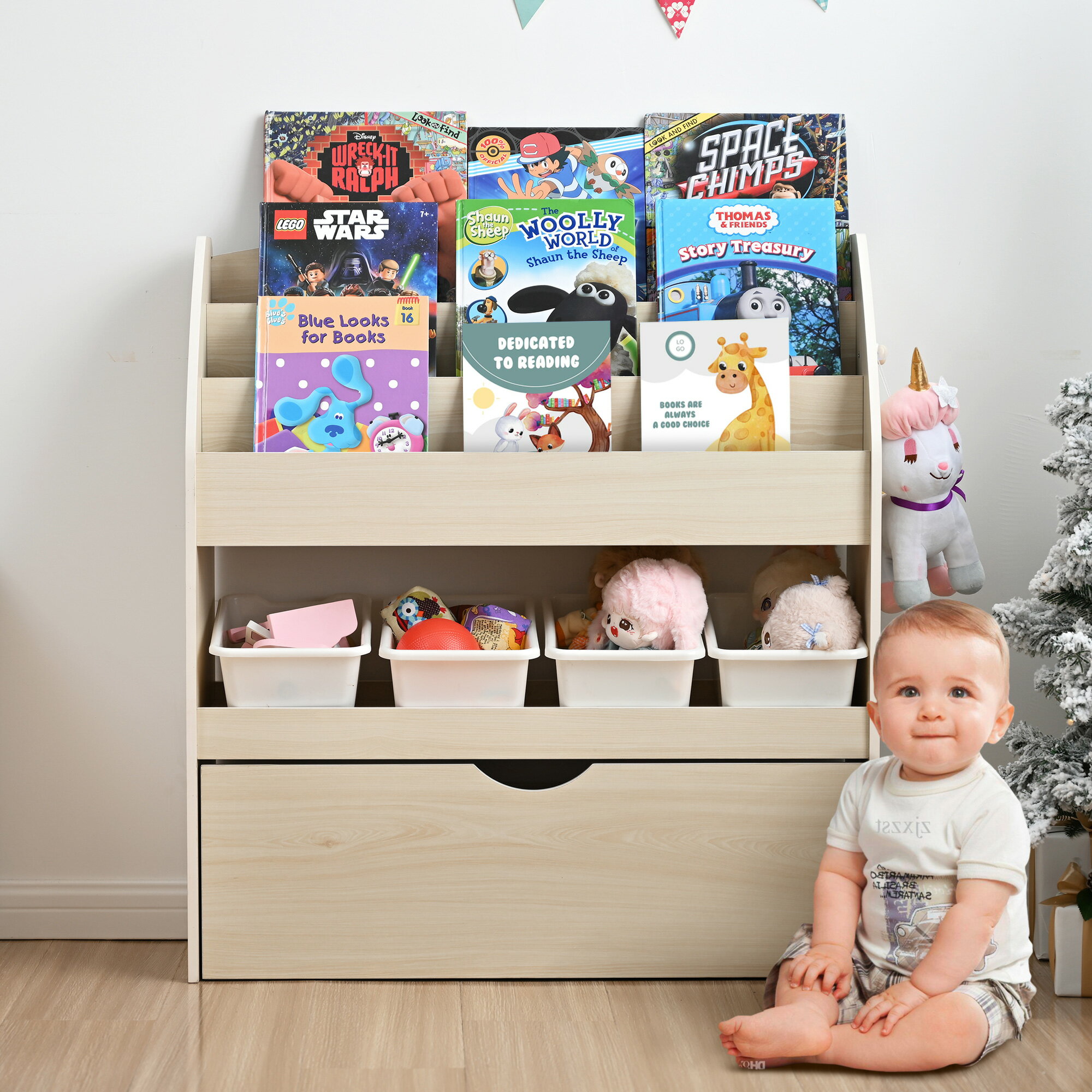 ★10%クーポン配布中★国内出荷！絵本ラック 収納ボックス 収納棚 木製 キャスター付き 子供用 おもちゃ..