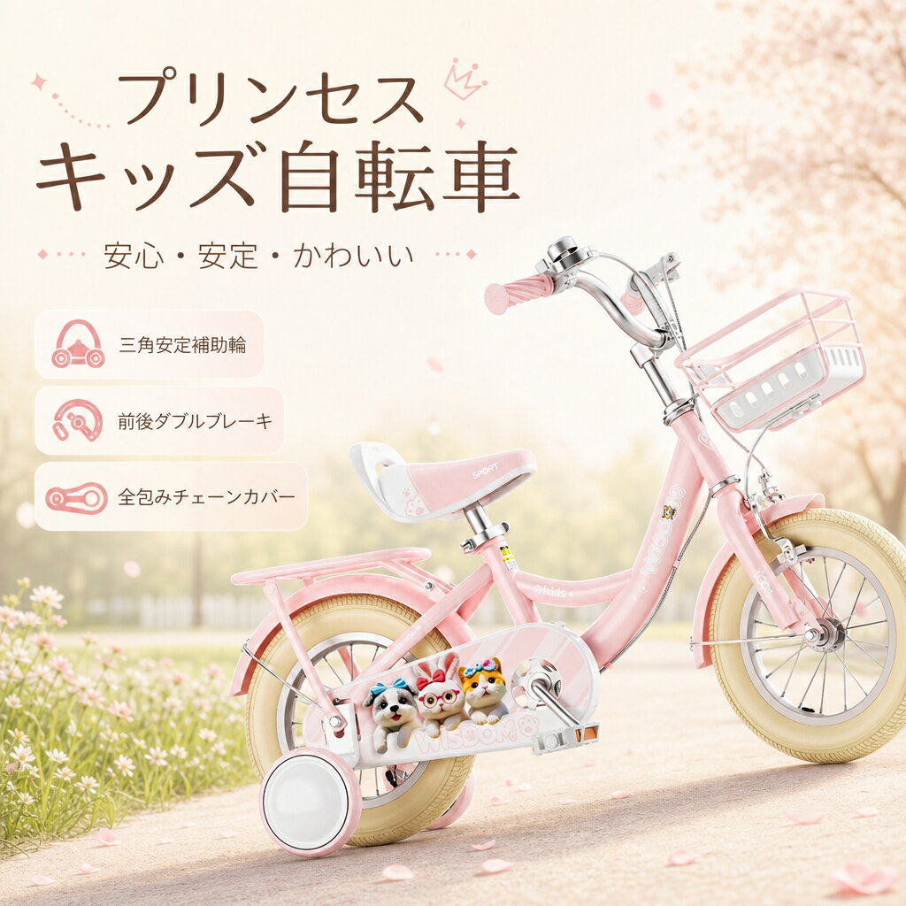 子供用自転車 キッズバイク 幼児用自転車 16インチ 18インチ 補助輪付き 三角安定設計 前後ダブルブレーキ 即停止 安全 チェーンカバー付き 男の子 女の子 3歳 4歳 5歳 6歳 プレゼント 誕生日 かわいい 軽量 初心者 自転車 カゴ付き 人気