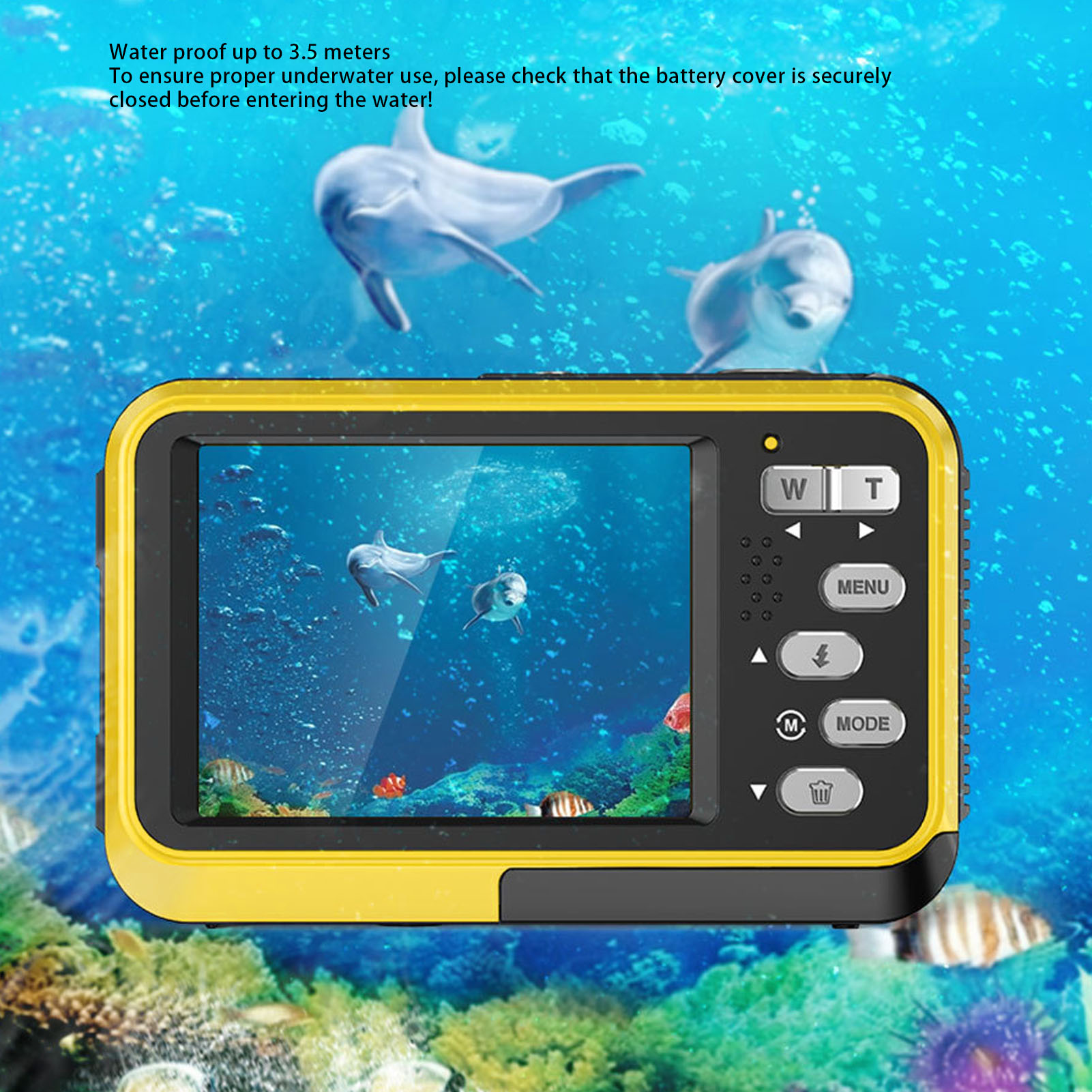Rakuten - 水中カメラ 防水カメラ 4K 4800万画素 オートフォーカス デュアルスクリーン 自撮り 浮かぶ 3.5m防水 長時間撮影 700mAh アクションカメラ スノーケリング プール 旅行 デジタルカメラ 軽量 ポータブル プレゼント ギフト 人気