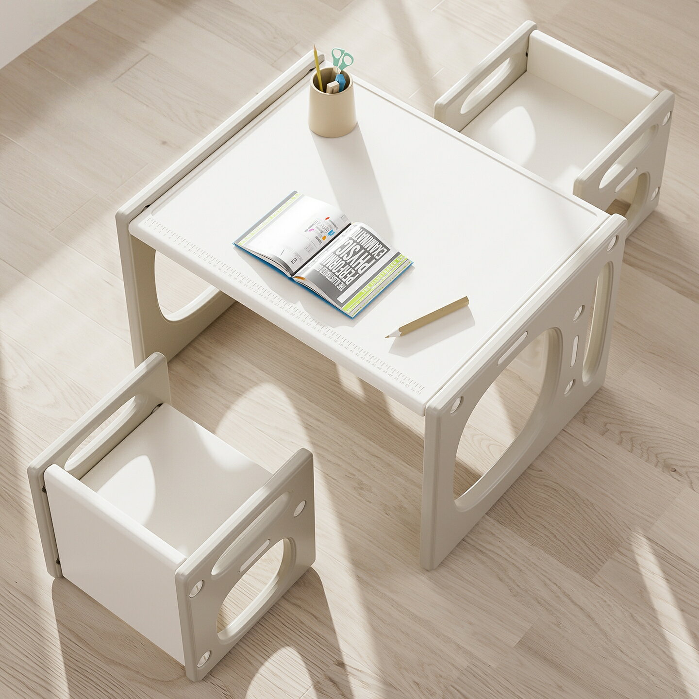 【カーキ】デスク&チェア3点セット 子供用テーブル 子供机 テーブルセット 学習デスク 机 幼児机 組立簡単 キッズテーブル 子供チェア キッズデスク 最高プレゼント 学習デスク 5way チェアセット 子供用チェア キッズチェア ローチェア