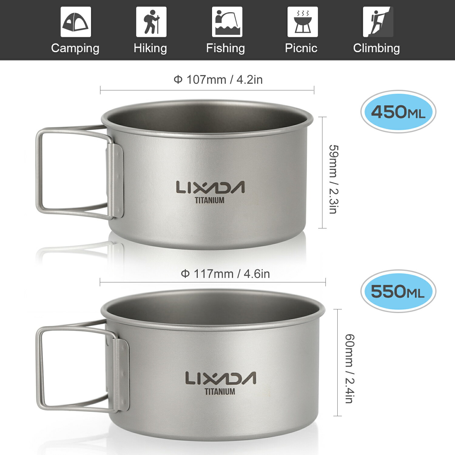 Rakuten - チタンボウル 折りたたみハンドル付き 軽量 コンパクト キャンプ ハイキング 登山 アウトドア 食器 チタン製 耐久性 収納 便利 人気 おしゃれ 焚き火 ソロキャンプ ギフト プレゼント ディナーボウル フードコンテナ 携帯 バックパッキング 耐食性
