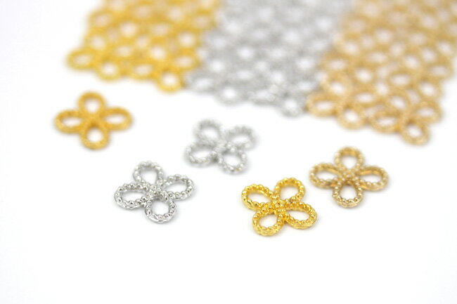 【チャーム】100g 合金製 フラワーコネクター 8mm (全3色) アクセサリー 手芸 メタ...