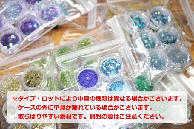 1セット【封入ホログラム】ケース付きラメホログラム6種アソートセットクールカラー(全10色)|アクセサリー手芸メタルパーツアクセサリーパーツメタルパーツハンドメイド材料レジンジェルネイル