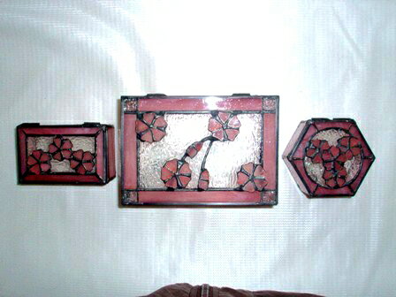 ステンドグラス★小物入れ3点セット★桜★ 再入荷の紹介画像2