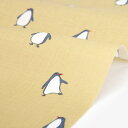 生地 布 入園入学 北欧風コットン/幅102cm≪ Penguin - yellow ≫【10cm単位販売】【動物】【北欧】【ユニーク】【黄色】【マスタード】ペンギン おしゃれ かわいい デコレクションズオリジナル 韓国