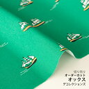 生地 布 入園入学 北欧風オックス生地/幅107cm≪ A vast ocean - ship ≫【10cm単位販売】【男の子】【北欧】【ポップ】【ユニーク】【緑】海 ヨット 船 ふね シップ おしゃれ かわいい デコレクションズオリジナル 韓国