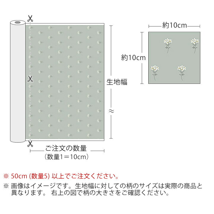 生地 布 入園入学 北欧風防水オックス/幅149cm≪ Lace flower - mini flower ≫【10cm単位販売】【花】【ナチュラル】【緑】ワイド幅 幅広 レース 花柄 北欧 オックス キッズ 撥水 はっ水 デコレクションズオリジナル