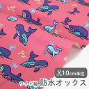 生地 布 入園入学 北欧風防水オックス/幅145cm≪ ホエール ≫【10cm単位販売】【男の子】【女の子】【動物】【ナチュラル】【北欧】【ポップ】【ピンク】鯨 くじら クジラ ワイド幅 幅広デコレクションズオリジナル 韓国 撥水 はっ水