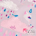 生地 布 入園入学 北欧風オックス生地/幅144cm≪ RAIN STORY - cloud ≫【10cm単位販売】【女の子】【空】【北欧】【ガーリー】【紫】【ゆめかわいい】【パステル】鳥 雲 雨粒 しずく キッズ おしゃれ かわいい 韓国