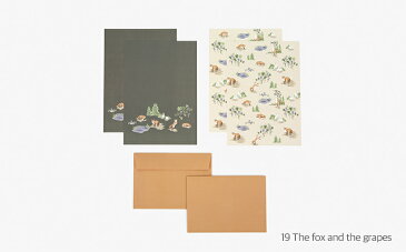 【sale▼▽】レターセット 19 The fox and the grapes【グリーティング】【ラッピング】お手紙｜便箋｜便せん｜封筒｜お祝い｜誕生日｜バースデー｜結婚式｜ウェディング｜記念日｜お礼｜ミニレター｜大人｜おしゃれ｜シンプル｜キツネ【メール便対応】