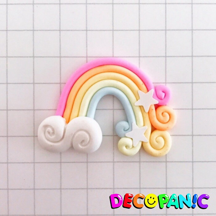 【B502】パステル虹パーツ 暖色系レインボー デコパーツ DECOPANIC デコパニックアクセサリーパーツ ハンドメイド チャーム パーツ デコレーション カボション 樹脂粘土