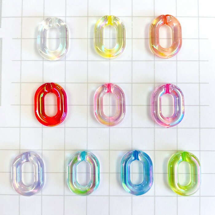 【C158】オーロラうるうるプラチェーン【中サイズ】 プラスチックチェーン チェーン チェーンパーツ プラスチック プラスチックパーツ DECOPANIC デコパニックアクセサリーパーツ ハンドメイド チャーム デコレーション カボション 基礎パーツ