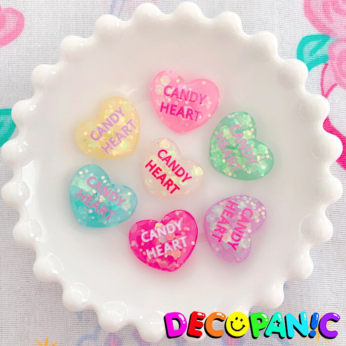 【B229】当店限定【CANDY HEART】ホログラムハーツ★オリジナルパーツ DECOPANIC キャンディーハーツアクセサリーパーツ ハンドメイド チャーム パーツ デコレーション カボション