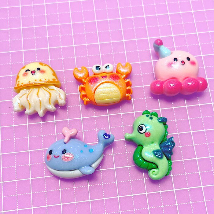 【B702】生き物海パーツ デコパーツ DECOPANIC デコパニックアクセサリーパーツ ハンドメイド チャーム パーツ デコレーション カボション 夏パーツ