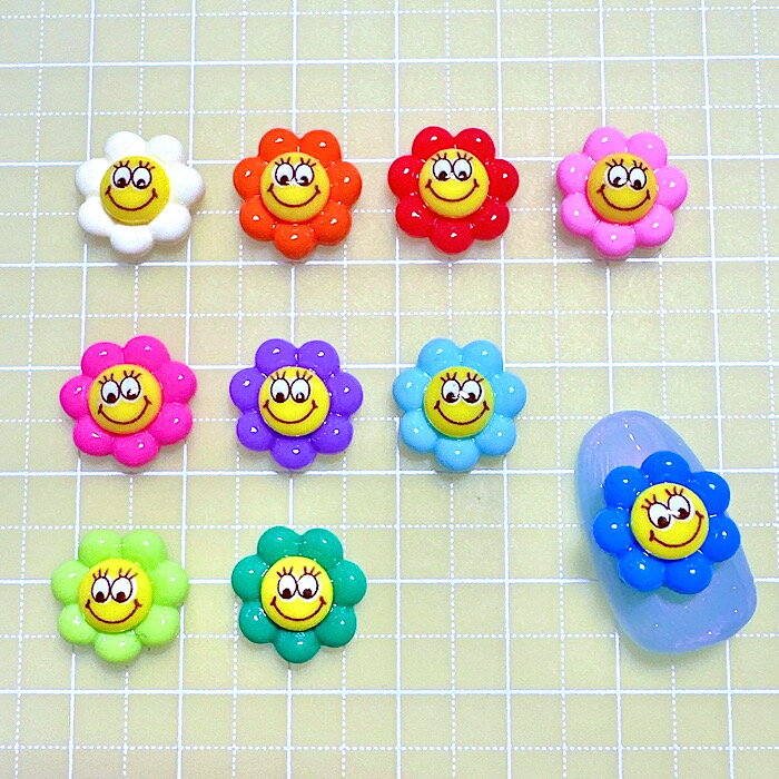 当店限定【ネイルサイズ】 ミニ顔付きフラワー デコパニックオリジナルパーツ ネイ...