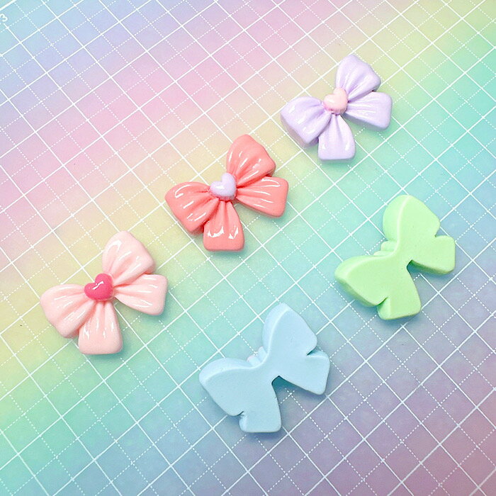 【B304】ハートリボンパーツ デコパーツ DEOPANICアクセサリーパーツ ハンドメイド...