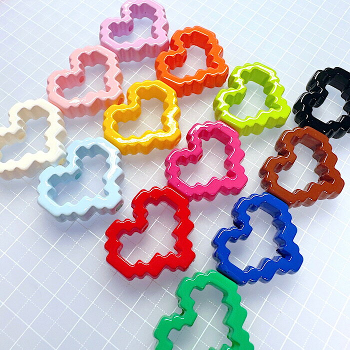 【B954】ハートブロックビーズ　ハートパーツ　ブロックパーツ　デコパーツ DECOPA...